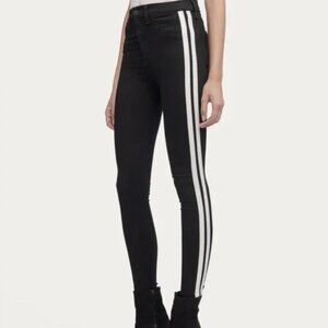rag & bone Black Skinny Jeans with Dual White Stripes
